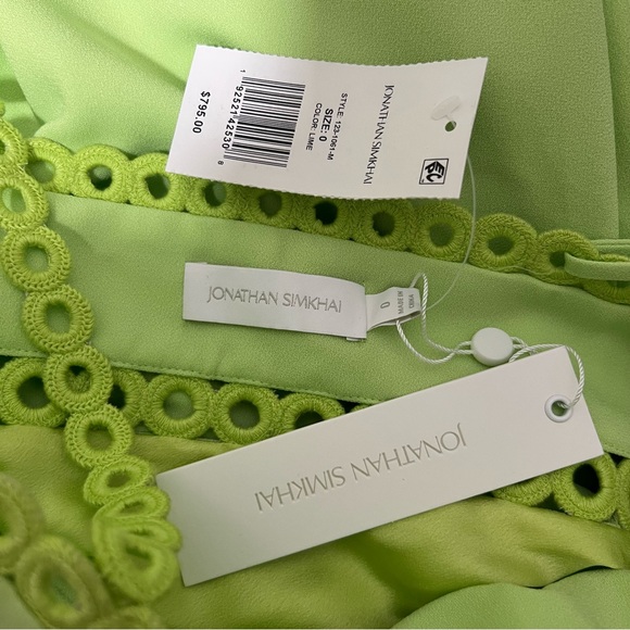 NEW NWT Jonathan Simkhai Sevilla Crochet Ring Midi Dress Lime Green - Picture 9 of 10